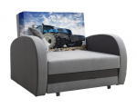Miegamasis fotelis LOLA Blue tractor, pilka/grafito