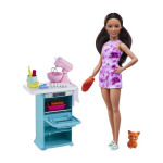 Lėlė Barbie su virtuvės rinkiniu, gyvūnėliu ir kitais priedais