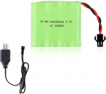 1 vnt. 4,8 V Ni-Mh 2400 mAh įkraunama baterija, skirta nuotolinio valdymo automobiliui + USB įkrovimo kabelis