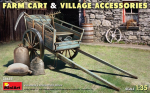 Klijuojamas Modelis MiniArt 35657 Farm Cart with Village Accessories 1/35