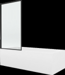 Vonia Mexen Vega su apdaila ir stiklo sienele, 150x70 cm + 70 cm, white+I/fix/black frame