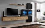 7-ių dalių svetainės baldų komplektas ASM Switch XIX L, juodas/rudas