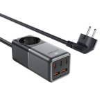 Stalinis įkroviklis Z2 GaN 75W 3x USB-C 2x USB-A juoda/pilka