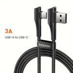 Toocki USB C Kabelis 3A Greitas Įkrovimas 90&deg; Laidas Samsung Xiaomi Huawei POCO Telefonams, 1 m