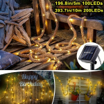Leclstar Saulės Pasakų Girlianda - 200/100 LED Lauko Lemputės Su Senoviniu Virvės Dizainu, 8 Ap&scaron;vietimo Režimai., 393,7 colio / 10 m 200 &scaron;viesos diodų