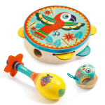 Muzikinių instrumentų rinkinys - Tamburinas, marakasai, kastanjetė, Djeco Animambo DJ06016