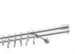 Dvigubas karnizas metalinis 16 mm + 16 mm ELIZA, 360 cm, matinio chromo