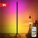 RGB reguliuojama LED kampinė lempa su pulteliu.