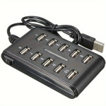 Ne&scaron;iojamas dvigubas de&scaron;imt jungčių USB HUB.