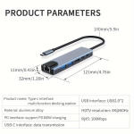 Ne&scaron;iojamas C Tipo Daugiafunkcinis Adapteris su Jungtimi HDTV, USB, PD, RJ45 6 Viename Stotelė Dell/Surface/HP Ne&scaron;iojamiesiems Kompiuteriams.