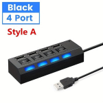 1 vnt. 7 arba 4 USB jungčių adapteris su įjungimo/i&scaron;jungimo jungikliu ir LED ap&scaron;vietimu. , 4 prievadai