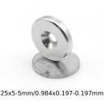 2 vnt N35 25x5-5mm neodimio magnetai su anga 5mm.