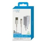 Įkroviklis ne&scaron;iojamam kompiuteriui Įkroviklio rinkinys - MYWAY - 12W - USB-A į USB-C kabelis - Baltas - 100-240V AC