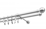 Dvigubas karnizas metalinis 19 mm + 19 mm OLIMP, 180 cm, matinio chromo