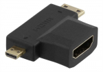 Adapteris Deltaco HDMI-22G, HDMI-M/miniHDMI-F/microHDMI-F