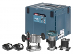 Akumuliatorinis freza, Makita DRT50RTJX2, 18 V, su akumuliatoriumi ir įkrovikliu