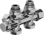 Mexen Uni-Term radiatoriaus vožtuvas kampinis/tiesus, Duplex, DN50, chromas - W908-000-01, G 1/2"