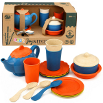 Children's Bamboo Fiber Tableware Set, Blue and Orange, 15 pcs.