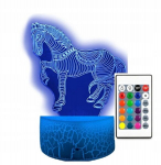 Led 3d Naktinė Lempa Arklys Zebra 16 Spalvų su Nuotolinio Valdymo Pulteliu