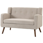 Dvivietė sofa, 118 cm, kordinis audinys, su porankiais, iki 240 kg, smėlio spalvos