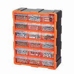 Laikymo organizatorius su 18 stalčių 16x juoda/oranžinė plastmasė