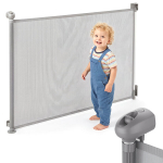 Susukami vaikų apsauginiai varteliai Moby-System su automatiniu užrakinimu po 20 s, 140 cm, pilki, 140 &times; 98 &times; 7,2 cm