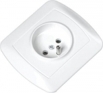 Simon Akord vienvietis elektros lizdas su įžeminimu, baltas