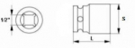 Smūginis lizdas 11mm 1/2" 6-kampis Crmo
