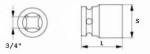 Jonnesway smūginis galvutė 3/4" 30mm 6-kampė