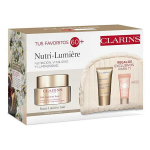 Nutri-Lumi&egrave;re skin nourishment set Rinkinys veido odai Clarins Nutri-Lumi&egrave;re: Maitinantis dieninis veido kremas, 50 ml + maitinantis naktinis veido kremas, 15 ml + makiažo pagrindas Rose SOS Primer, 5 ml + kosmetinė