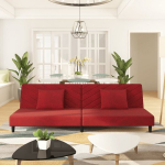Dvivietė sofa-lova su dvejomis pagalvėmis, vyno, aksomas