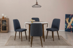 I&scaron;plečiamas pietų stalas ir kėdės (5 vienetai) Vina 1048 - Walnut, Navy Blue