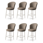 Baro kėdės rinkinys (6 vienetai) Fora - Cappuccino, Chrome