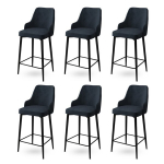 Baro kėdės rinkinys (6 vienetai) Enox - Anthracite, Black