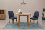 I&scaron;plečiamas valgomojo stalo ir kėdžių rinkinys (3 vienetai) Vina 1048 - Atlantic Pine, Navy Blue