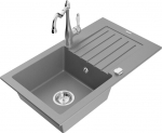 Granitinė virtuvinė plautuvė Mexen Pablo su mai&scaron;ytuvu ir sifonu, Grey/Chrome