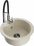 Granitinė virtuvinė plautuvė Mexen Diego su mai&scaron;ytuvu ir sifonu, Beige/Black/Chrome