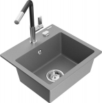 Granitinė virtuvinė plautuvė Mexen Milo su mai&scaron;ytuvu ir sifonu, Grey/Black/Chrome