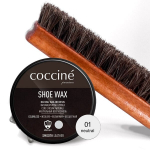 Coccine batų va&scaron;kas shoe wax, bespalvis, 40 g + Batų &scaron;epetys su arklio &scaron;eriais, 16 cm