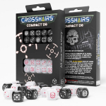 Kauliukų rinkinys Crosshairs Compact D6 RPG, juodas/baltas
