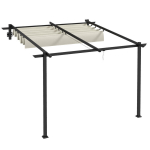 Sodo paviljonas 3 x 3 m, i&scaron;traukiamas stogas, montuojamas prie sienos, metalinis rėmas, kreminės baltos spalvos