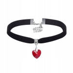 CHOKER CLASSIC HANDSHIFT su žiedo &scaron;irdelės pakabuku Gotikinė raudona, CHOKER CLASSIC HANDSHIFT su žiedo &scaron;irdelės pakabuku Gotikinė raudona