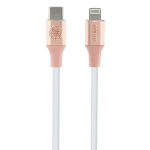 &bdquo;Guess Guess&ldquo; reljefinio logotipo USB-C / &bdquo;Lightning&ldquo; laidas, 1,5 m, greito įkrovimo &ndash; rožinis