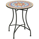 Sodo stalas &Oslash;60 cm, atsparus atmosferos poveikiui metalinis balkono stalas, lauko valgomojo stalas, kempingo stalas, pagalbinis stalas, apvalus terasos stalas sodui, terasai, balkonui, raudonas + mėlynas + baltas