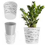 Gėlių vazonas, plastikinis dangtelis, įdėklas gėlėms, augalai, 19 cm, pilka