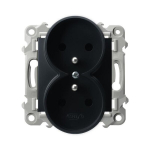 "Ospel Szafir" juodas metalikas - Dvigubas įžemintas ki&scaron;tukinis lizdas be rėmelio GP-2ZRZ/m/33