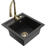Vienguba granitinė plautuvė Mexen Vito su virtuvės mai&scaron;ytuvu Savita, Juoda/Sidabrinis metallic - 6503-73-672601-50