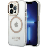 Guess Metal Outline Magsafe dėklas iPhone 15 / 14 / 13 - auksinis