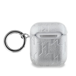 AirPods dėklas - KARL LAGERFELD - Monograma - Sidabras - Karl Head ra&scaron;tas - PU apsauga