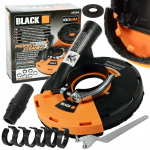 Dulkių i&scaron;traukimo gaubtas 180 mm juodas premium + adapteriai
